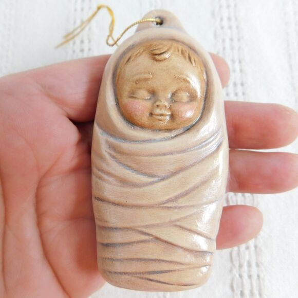 Vintage Nativity Christmas Flat Ornament Set of 5 Jesus Joseph Wiseman Donkey - Picture 12 of 16